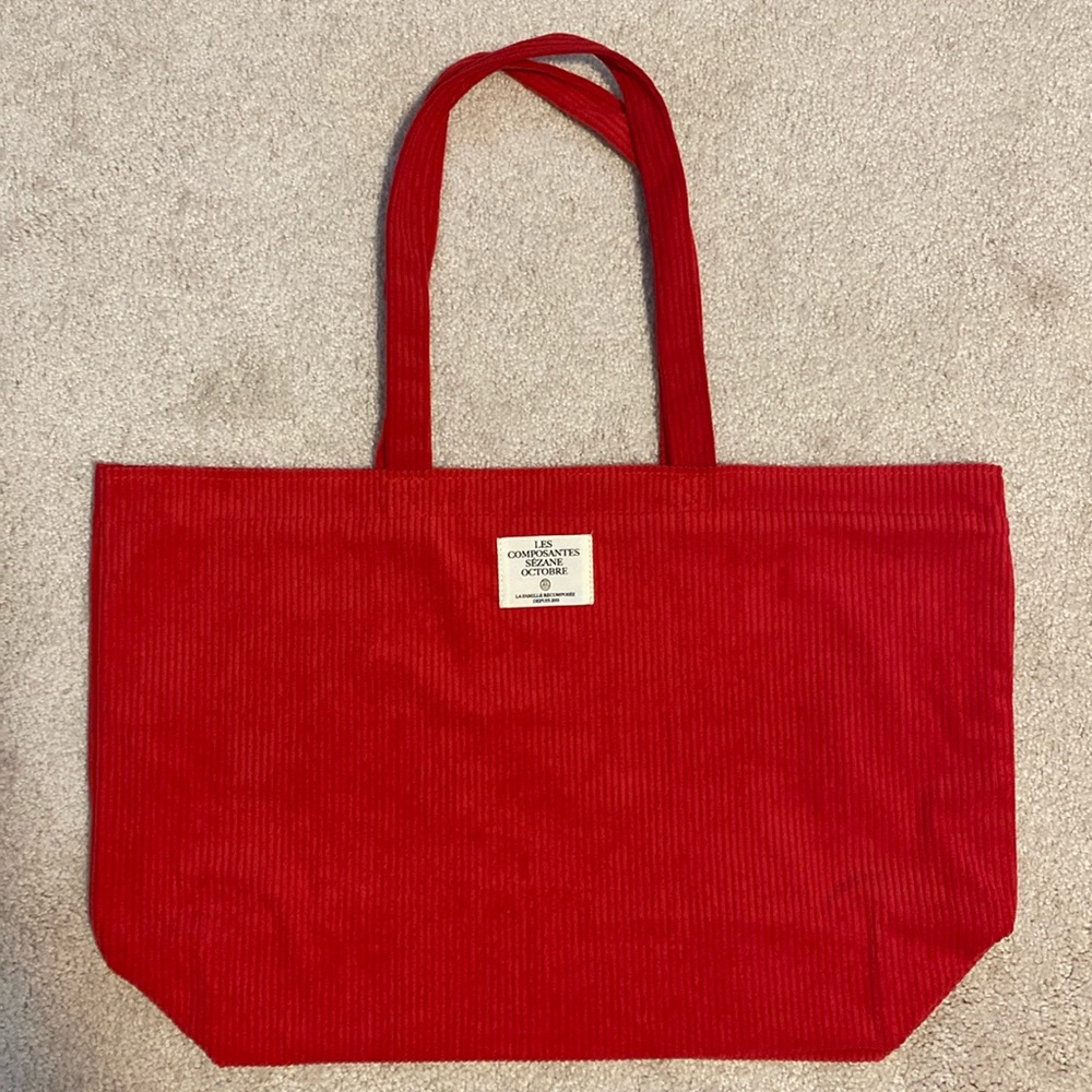 NEW Sezane Velvet Tote in Red